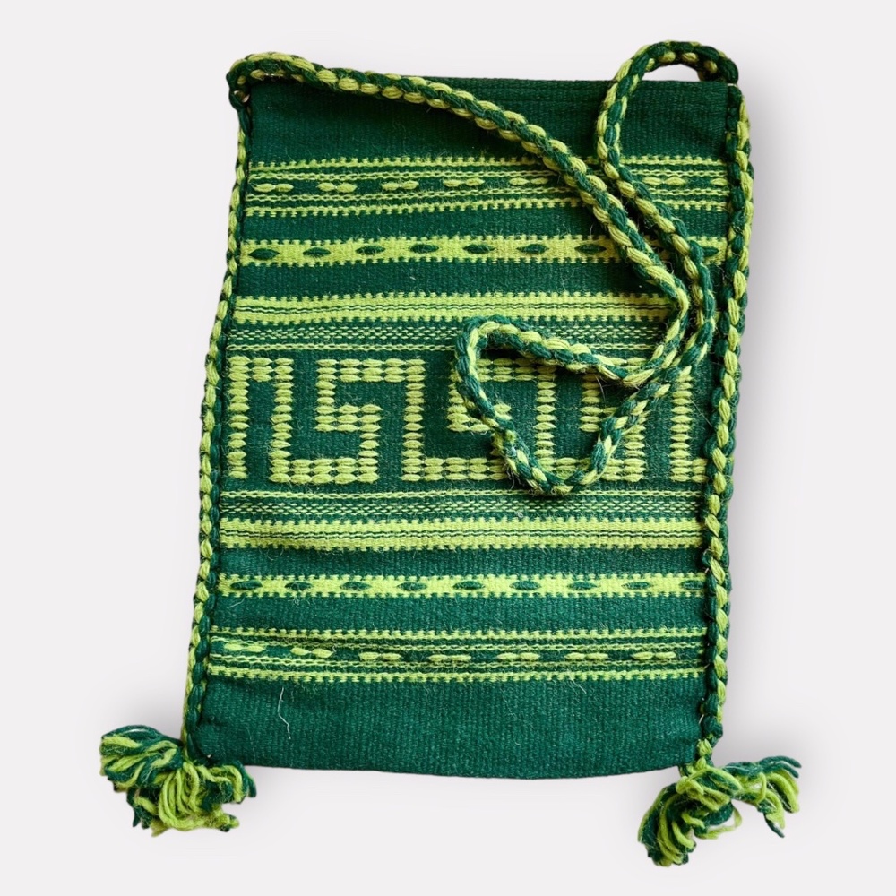 Vintage Hand Woven Tassel Crossbody Market Tote Made in Greece